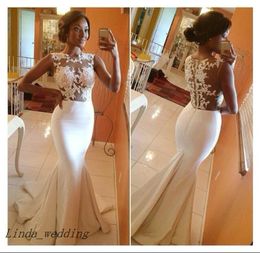 New Arrival Top Quality Vestidos de Festa White Colour Sheer Top Neck Lace Appliques Zip Formal Prom Dress Women Gown Long4660084