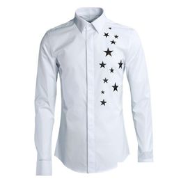 Mens Casual Shirts Shirt Men Brand Quality Fashion Solid Five Star Design Clothes Slim Camisa Mascina Plus Size Dress Male Drop Delive Otk0I