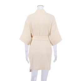 WEHH Women's Sleep Lounge Solid Cotton Bathrobe Female Robes Women Sexy Mini Dresses Three Quarter Sleeves Dressing Gown Dress Nightgown Home Dress d240419