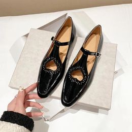 Casual Shoes MKKHOU Fashion Women High Quality Genuine Leather Hollow T-shaped Belt Comfortable Flat Daily Lightweight