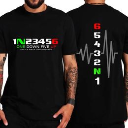 Mens Double Sided Print TShirts Manual Transmission 1N23456 Motorcycle Speed Fashion ECG Tops Oversized Tee Hip Hop Streetwear 240416