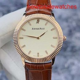 Womens AP Wrist Watch Classic Series 15163OR White Plaid Dial With 18K Rose Gold Material Simple And Large Two Needle Manual Mechanical Warranty