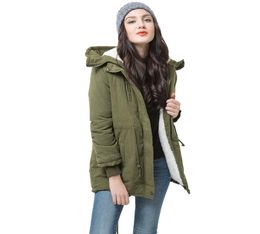 Winter Women Fleece Parka Coat Warm Coat Hoodie Overcoat Long Down Jacket Army Green Jaqueta Feminina Inverno Warm Abrigos Mujer S6284009