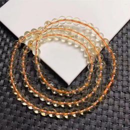 Link Bracelets 6MM Natural Citrine Triple Circle Bracelet Crystal Reiki Healing Stone Fashion Jewellery Gifting Gift For Women 1pcs