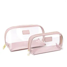 Cosmetic Bags PU Leather Travel Bag Set Waterproof Makeup Brush Storage Portable Transparent PVC TPU Bolsa Feminina