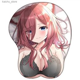 Mouse Pads Wrist Rests Nakano Miku for Anime Go-toubun No Hanayome Oppai 3D Mouse Pad with Wrist Silicone Gel Boob mouse pad gamer Y240419