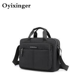 Briefcases OYIXINGER Men One Shoulder Briefcase Bags For 12" IPAD Waterproof Nylon Small Men's Handbag Office Briefcases For A4 Magazine