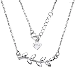 Chains Real Pure Platinum 950 Chain Women Gift Lucky Leaf Pendant O Link Necklace 3.23g