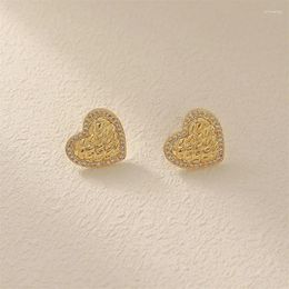 Stud Earrings Hoop Set Heart Hollow Dangle For Women Metal Gold Color Trendy Jewelry 2024