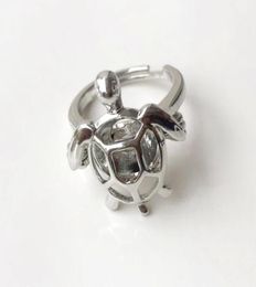 Cage Ring Can Open And Hold 8mm Pearl Crystal Gem Bead Cage Ring Mounting 18kgp Adjustable Size Turtle Ring5381545