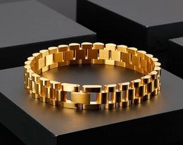 16mm 866039039 stainless steel Treny Link chain bracelet bangle for Mens women punk style jewelry silver gold two tone4041801