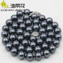 Chains 8mm Round Multicolor Black Sea Shell Pearl Necklace Jewellery Rope Chain Natural Stone 18inch Choker Rose Clasp