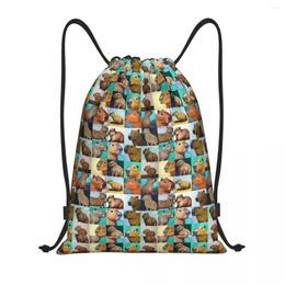 Shopping Bags Capybaras Collage Drawstring Backpack Women Men Sport Gym Sackpack Portable Bag Sack