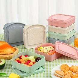 Environmentally friendly Bamboo fiber portable lunch box toast bread sandwich box in stock large capacity lunch box