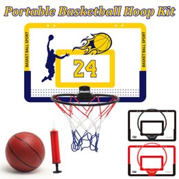 Indoor Mini Basketball Hoop Set Kids Punch Free Hanging Type Basketball Backboard with Complete Accessories Mobile Funny Game 240418