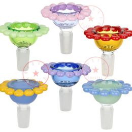 Spring Flowers Glass Bubble Screen Smoking Portable Replaceable 14MM 18MM Male Joint Interface Bong Waterpipe Bubbler Handpipe Herb Tobacco Banger Bowl DHL