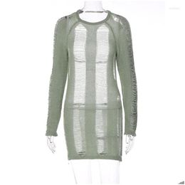 Lässige Kleider Znaiml 2022 Sommer Rückenless Ausschnitt Langarmes Mini -Kleid für Frauen Bodycon Sexy Geburtstagsfeier Y2K Outfits Drop de Dhibp