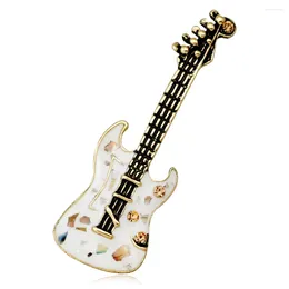 Brooches British Style Classic Retro For Women Unisex Guitar Brooch All-match Musical Instrument Colour Shell Corsage H1416