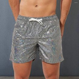 Men's Shorts Shiny Drawstring Track Pants Sequin Gym With Elastic Waistband For Quick Dry Fitness Jogging Soft Exercise