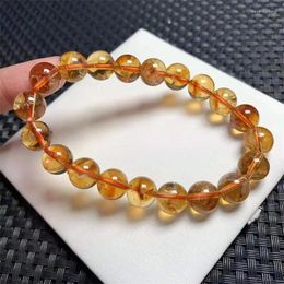 Link Bracelets 10MM Natural Citrine Bracelet Crystal Reiki Healing Stone Fashion Jewelry Gifting Gift For Women 1pcs