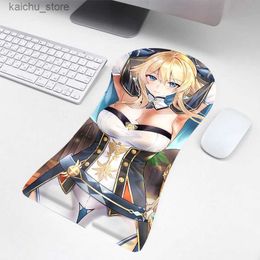 Mouse Pads Wrist Rests 2022 New humanoid mouse pad computer beauty chest 3d threedimensional mouse pad wrist guard silicone wrist pad anime custom YTFOC