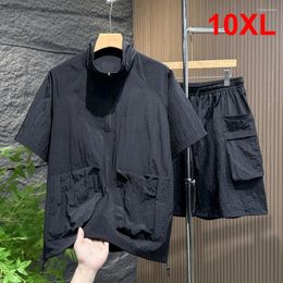 Men's Tracksuits Summer Sets Men Quick Drying Shirts Shorts Plus Size 10XL Suits Male Fashion Casual Big