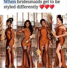 Nigerian Elegant Mermaid Bridesmaid Dresses Off Shoulder Neck Maid of Honor Gowns Wedding Guest Evening Prom Wear