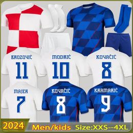 Croatia Soccer Jersey 2024 Euro Cup New 2024 Croatie National Team 2024 Football Shirt Men Kids Kit Set Home White Away Blue Men Uniform MODRIC KOVACIC PASALIC PERISIC