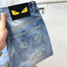 Men's Jeans designer 2023 Summer Thin denim men's slim fit small foot monster eye style elastic cotton trendy casual European pants 1CUF