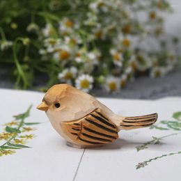 Decorative Figurines Wooden Bird Ornaments Nordic Style Wood Hand Carving Art Decoration Miniature Animal Crafts Children's Gifts