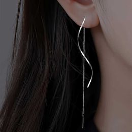 Other Korean Fashion Long Tassel Threader Earrings for Women Wave Shaped Simple Long Chain Earring Wedding Party Jewelry Gift collare 240419