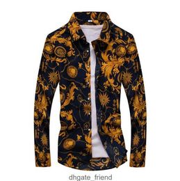 New Spring Men Casual Shirts Fashion Long Sleeve Printed Button-Up Formal Business Polka Dot Floral Men Dress Shirt M-7XL