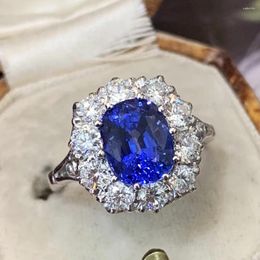 Cluster Rings Luxury Vintage Blind Blue Crystals 925 Sterling Silver Zircon Engagement For Women Fine Wedding Banquet Jewelry Gifts