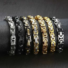 Chain Vnox 8mm Punk Byzantine Link Chain Bracelets for Men Stainless Steel Heavy Male Pulseira d240419