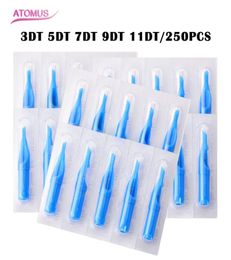 250Pcs 3DT 5DT 7DT 9DT 11DT Disposable Tattoo Tips Blue Sterile Nozzle Tip Plastic For Tattoo Permanent Makeup Needles Tips1653243