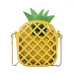 Shoulder Bags 2024 Brand Leather Cute Handbag For Women Lovely Pineapple Bag With Chain Hollow Out Mini Women's Fruit Handbags Purse Girls