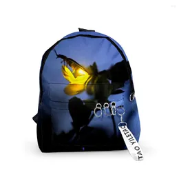 Backpack Harajuku Fireflies School Bag Boys Girls Cute Small Travel Bags 3D Print Oxford Waterproof Key Chain Notebook Backpacks