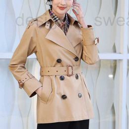 Women's Trench Coats Designer Flip Collar with Belt Double breasted Mid length Street Bombing Small British Style Spring and Autumn Coat for Women G5X6