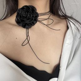 Chains Boho Black Flower Choker Necklace Sexy Rose Collar Yarn-Collar Dropship