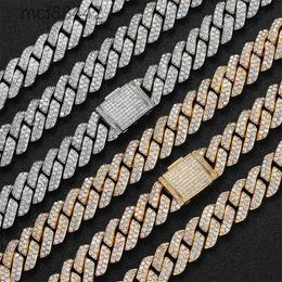 Jewellery 15mm Double Row Zircon Diamond Cuban Chain Necklace Fashion Brand Personality Hip-hop Mens Bracelet