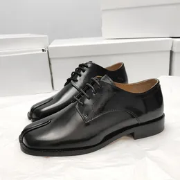 Casual Shoes Design Men Lace Up Split Toe Derby British Ladies Loafers Oxfords Black Genuine Leather Flats Zapatos 3C