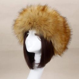 Caps Beanie/Skull Caps Comfy Women Hat Solid Colour Headband Faux Fur Cap Headwear Brimless Empty Top Thickened Furry For SkiingBeanie/S