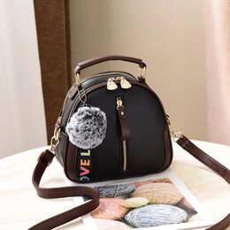 Shoulder Bags Fashion Solid Color Women Shell Bag Portable PU Leather Elegant Female With Gray Hair Ball