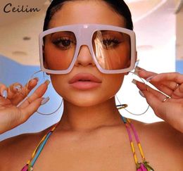 2020 Newest Design Big Frame Oversized Sunglasses Women Large Flat Top Sun Glasses Trendy Square Gradient Shades11536735