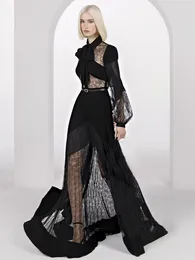 Casual Dresses Designer 2024 Women's Elegant Party Dress High Quality Lace Black Evening Long Formal Occasion Fashion French Vintage