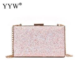 Bags Women Glitter Clutch Bag Female Evening Bags HardSurface Clutches Sequin Wedding Shoulder Bags Fashion Party Pouch Pink