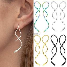 Other Simple Spiral Threader Earrings Irregular Helix Wave Curve Ear Line Cuff Stainless Steel Dangling Earring Women Fashion Jewellery 240419