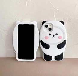 New style Silicone phone cases for iPhone 13promax 12 11 7P cute panda cross dressing rabbit Cover Case8677402