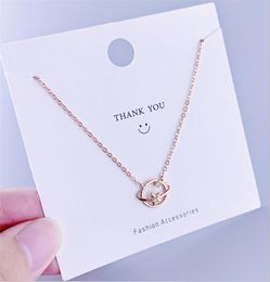 925 Sterling Silver Star Planet Pendant Necklace Rose Gold Clavicle Chain for Women Girls Choker Necklaces Party Jewellery Gifts5786805