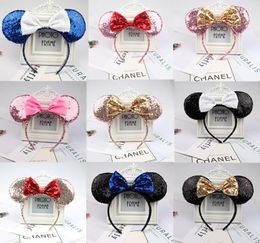 Christmas hair accessories headband high quality sequin bow head band M mouse ear headbands hairpin ship 6pcs5190234